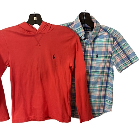 Ralph Lauren Boys Hooodie & Button Down Plaid Shirt  LOT OF 2 Sz 8 - Picture 1 of 14